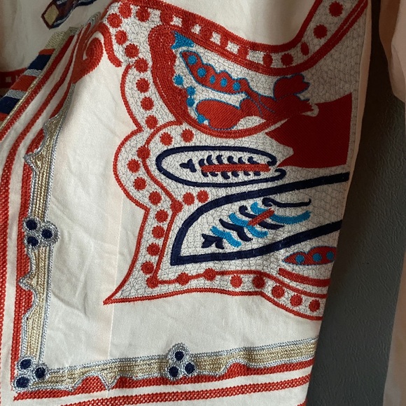 Anthropology Guadalupe Designs Carola Embroidered Pink Jacket XL India Italy - Picture 8 of 8